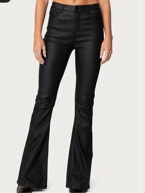 Edikted Luna Faux Leather Flare Pants